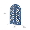Hand-Carved Arched Navy Blue Wood Wall Accent Medallion - 24" x 36"